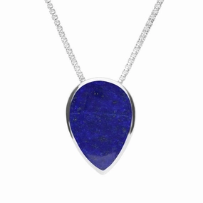 Sterling Silver Lapis Lazuli Upside Down Pear Necklace