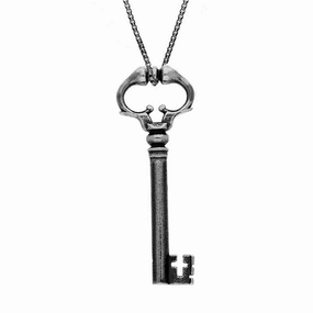 Sterling Silver Large Baroque Chatsworth Key Necklace
