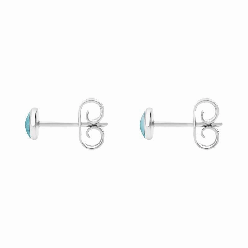 Sterling Silver Larimar 4mm Classic Small Round Stud Earrings