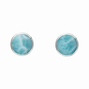 Sterling Silver Larimar 4mm Classic Small Round Stud Earrings