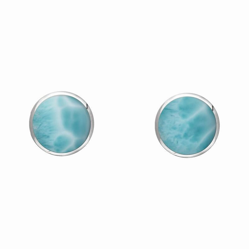 Sterling Silver Larimar 4mm Classic Small Round Stud Earrings