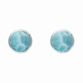 Sterling Silver Larimar 5mm Classic Small Round Stud Earrings