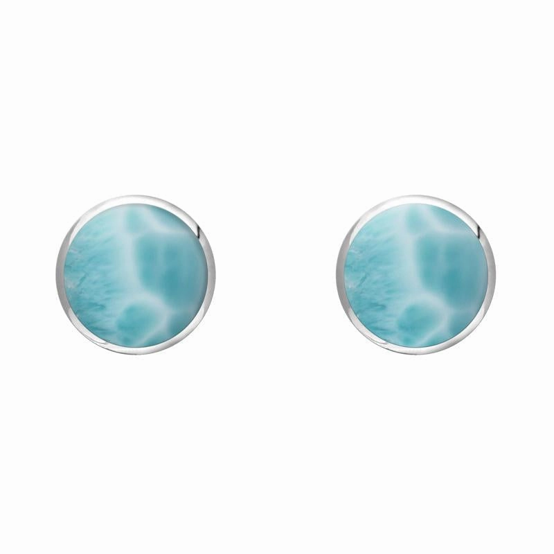Sterling Silver Larimar 5mm Classic Small Round Stud Earrings