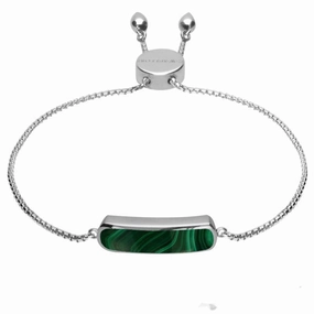 Sterling Silver Malachite Lineaire Petite Bracelet