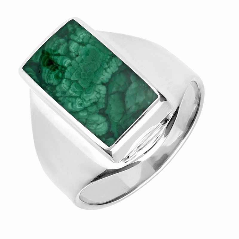 Sterling Silver Malachite Small Oblong Ring