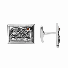 Sterling Silver Marcasite Garnet Style & Fashion Devonshire Snake Cufflinks D