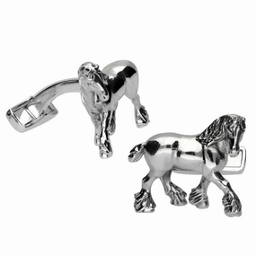 Sterling Silver Medium Shire Horse Cufflinks