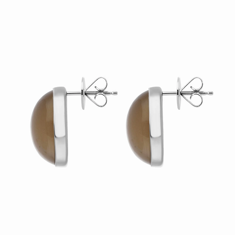 Sterling Silver Moonstone Large Oval Stud Earrings D