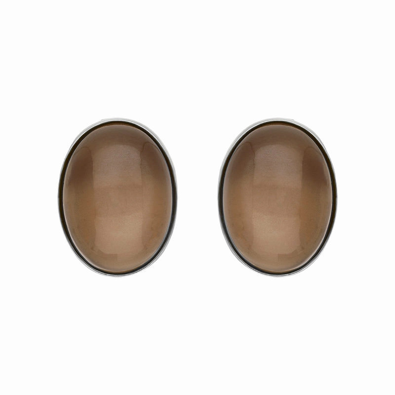 Sterling Silver Moonstone Large Oval Stud Earrings D
