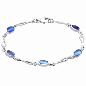 Sterling Silver Moonstone Oval Spoon Link Bracelet