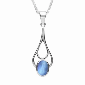 Sterling Silver Moonstone Oval Spoon Necklace