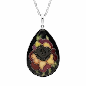 Sterling Silver Moorcroft Anemone Pear Necklace