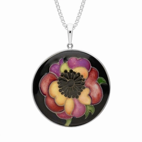 Sterling Silver Moorcroft Anemone Round Necklace