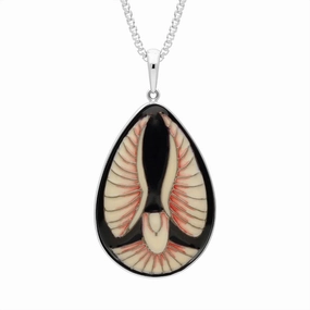 Sterling Silver Moorcroft Eagle Pear Necklace D