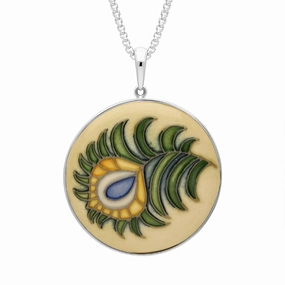 Sterling Silver Moorcroft Feather Round Necklace D