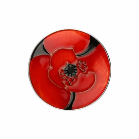 Sterling Silver Moorcroft Forever England Poppy Round Brooch