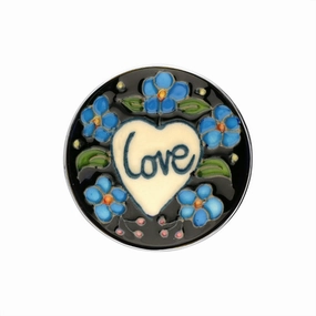 Sterling Silver Moorcroft Loved Up Round Brooch