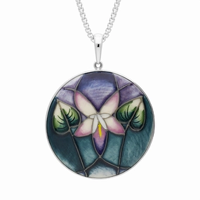 Sterling Silver Moorcroft Violet Round Pendant
