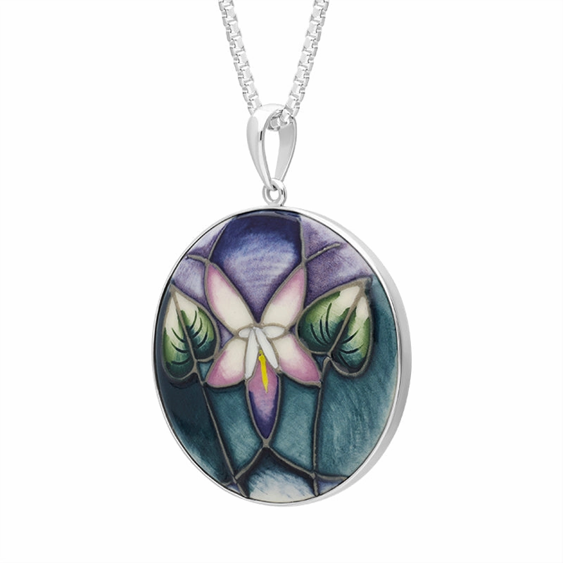 Sterling Silver Moorcroft Violet Round Pendant