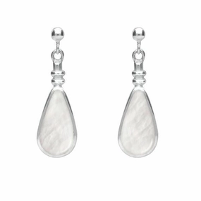 Sterling Silver Mother of Pearl Bottle Top Pear Drop Earrings