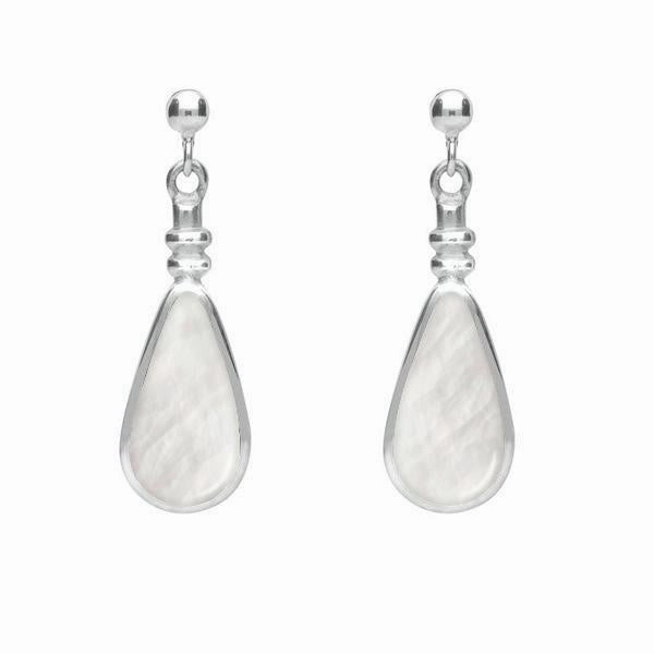Sterling Silver Mother of Pearl Bottle Top Pear Drop Earrings