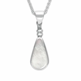 Sterling Silver Mother of Pearl Bottle Top Pear Necklace