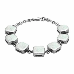Sterling Silver Mother of Pearl Cushion Bracelet