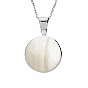 Sterling Silver Mother of Pearl Heritage Round Necklace
