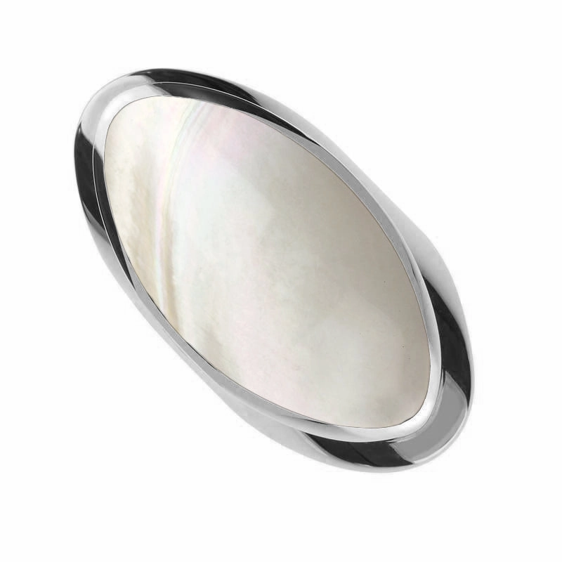 Sterling Silver Mother of Pearl Large Oval Statement Ring