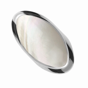 Sterling Silver Mother of Pearl Large Oval Statement Ring
