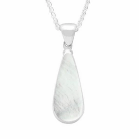 Sterling Silver Mother of Pearl Long Pear Necklace