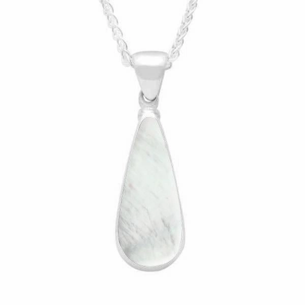 Sterling Silver Mother of Pearl Long Pear Necklace