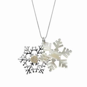 Sterling Silver Mother of Pearl Medium Snowflake Necklace