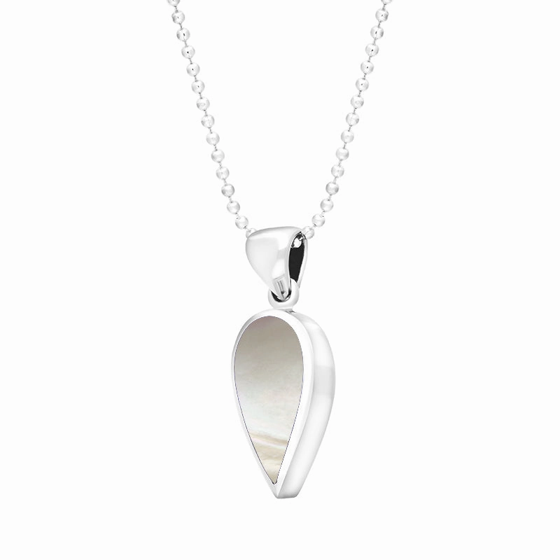 Sterling Silver Mother of Pearl Small Upside Down Pear Necklace