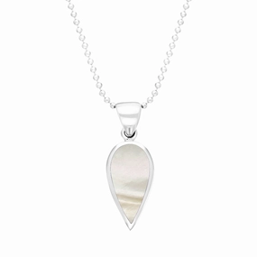 Sterling Silver Mother of Pearl Small Upside Down Pear Necklace
