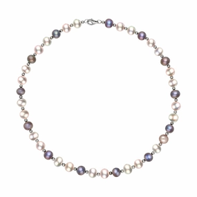 Sterling Silver Multi Coloured Freshwater Pearl Necklace D