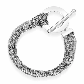 Sterling Silver Multi-Strand T-Bar Bracelet D