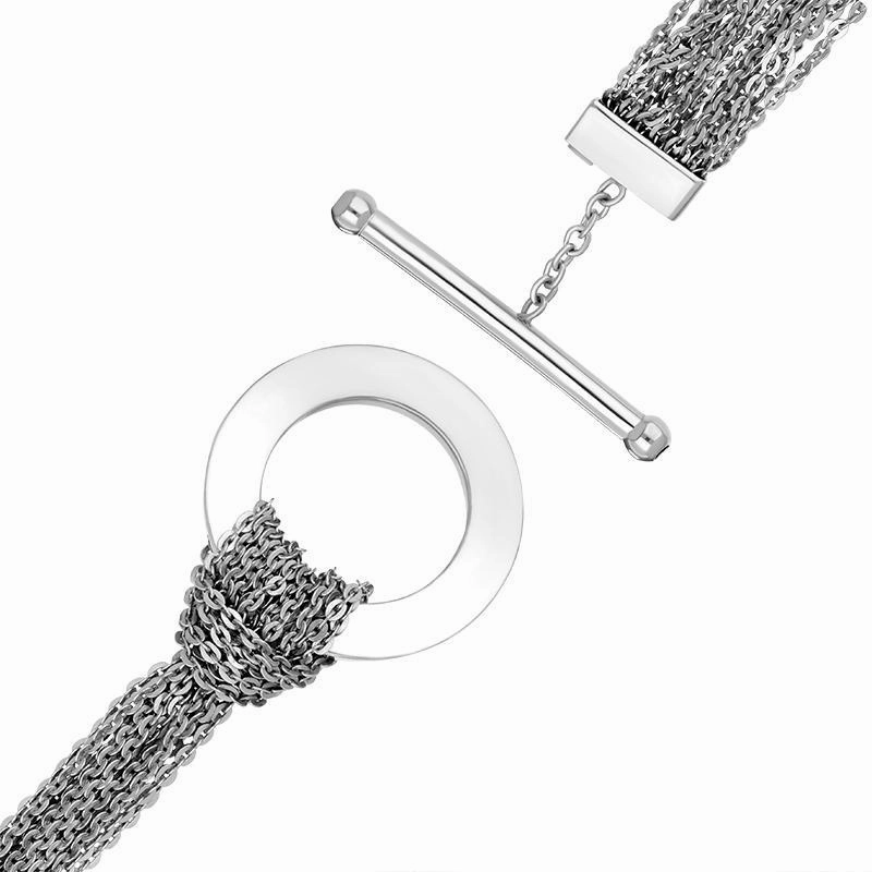 Sterling Silver Multi-Strand T-Bar Bracelet D
