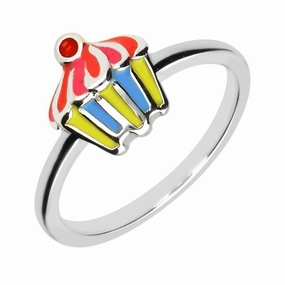 Sterling Silver NSPCC Enamel Multicoloured Cupcake Ring D
