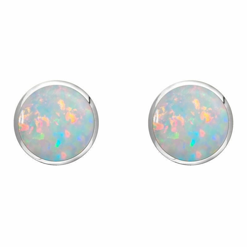 Sterling Silver Opal 8mm Classic Large Round Stud Earrings