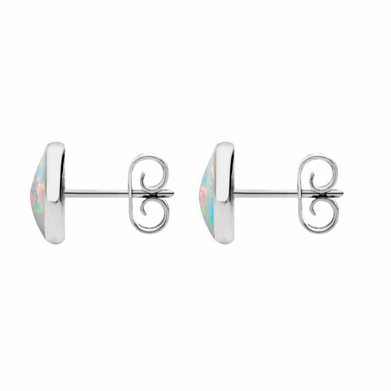 Sterling Silver Opal 8mm Classic Large Round Stud Earrings
