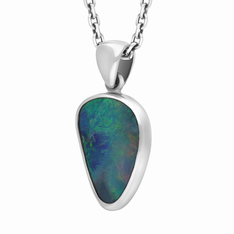Sterling Silver Opal Doublet Abstract Necklace D