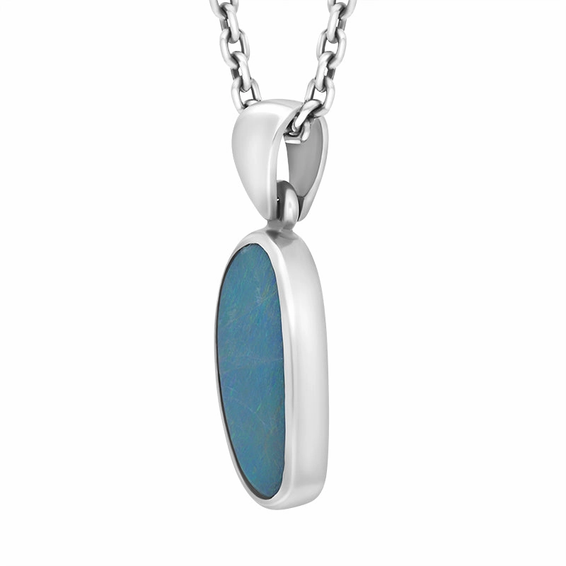 Sterling Silver Opal Doublet Abstract Necklace D