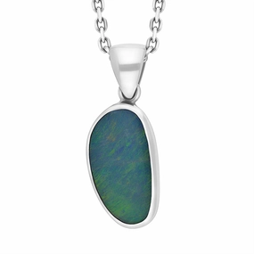 Sterling Silver Opal Doublet Abstract Necklace D