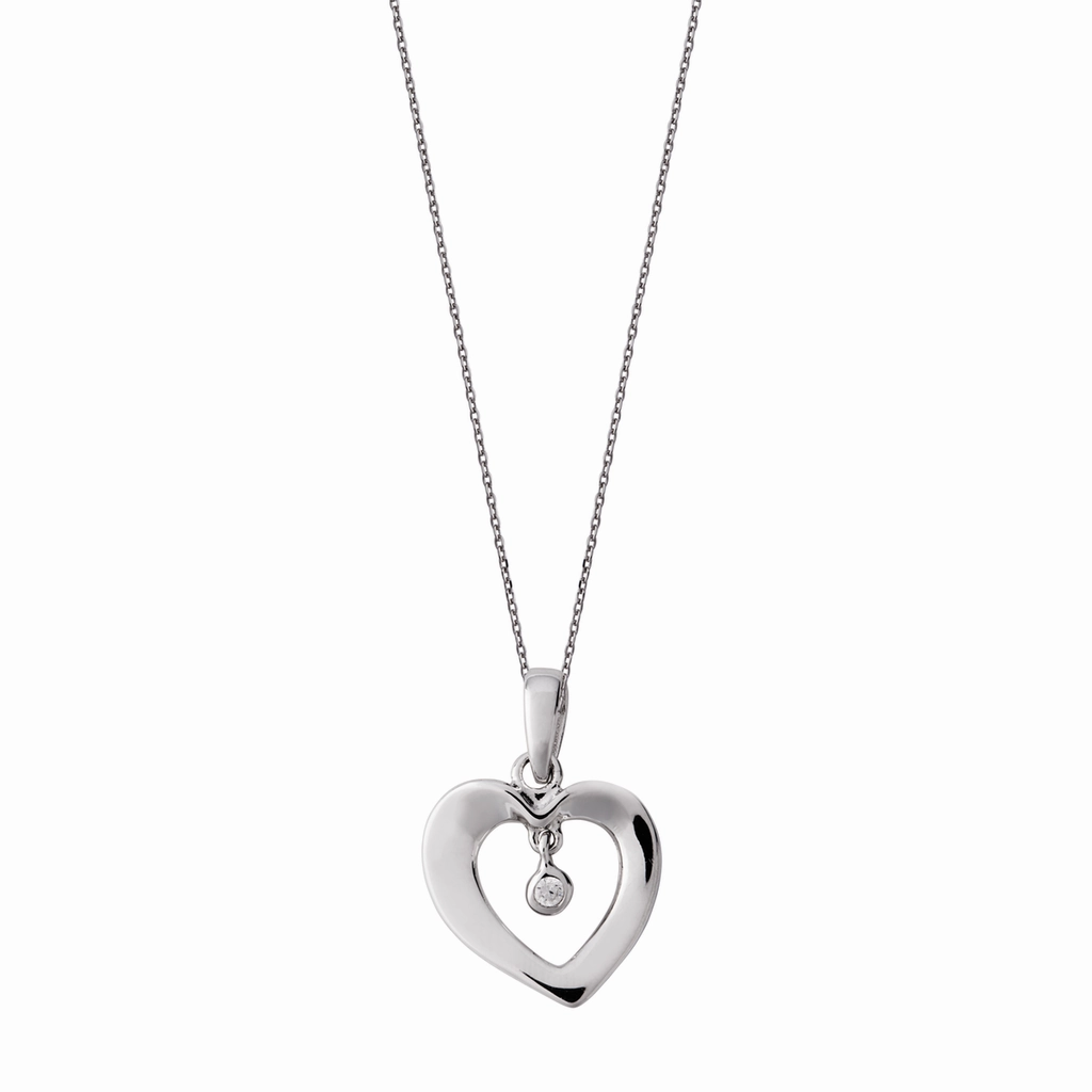 Sterling Silver Open Heart Necklace