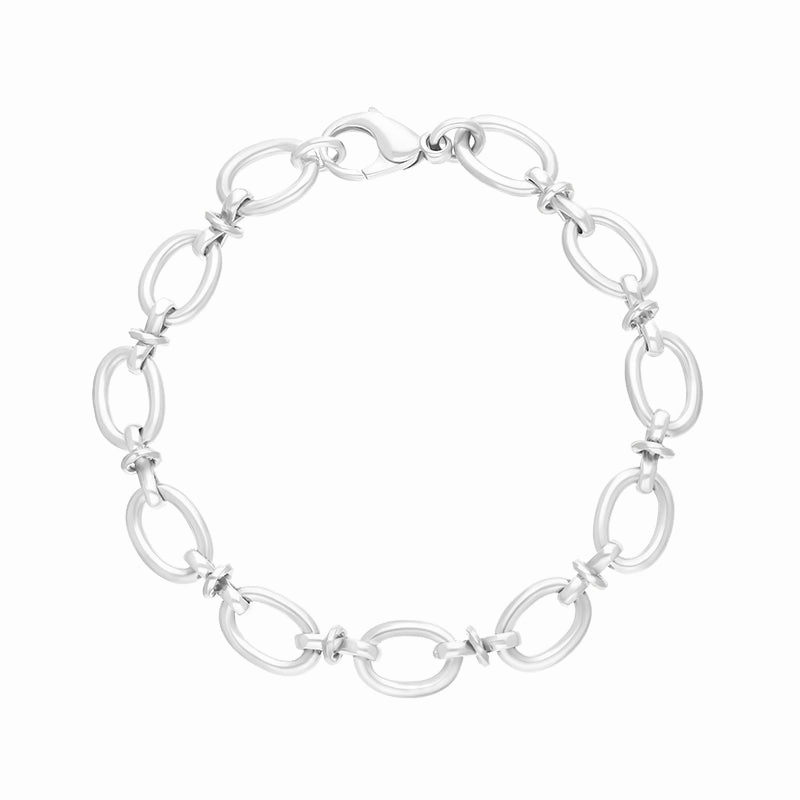Sterling Silver Oval Link Handmade Bracelet