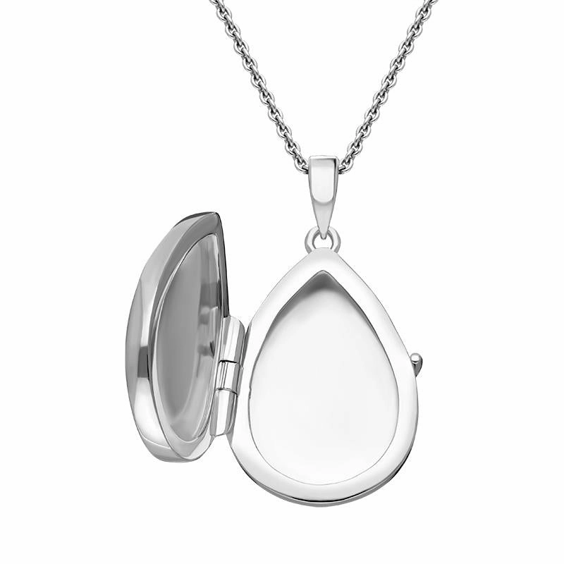 Sterling Silver Pear Pattern Edge Keepsake Locket