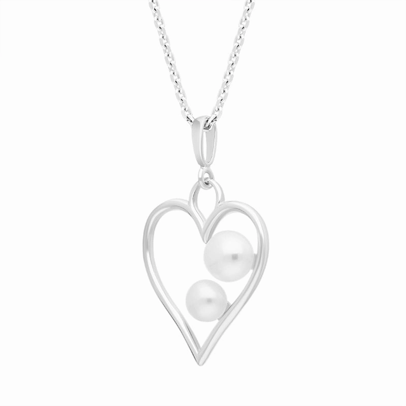Sterling Silver Pearl Heart Necklace D