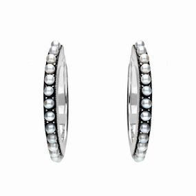 Sterling Silver Pearl Hoop Earrings