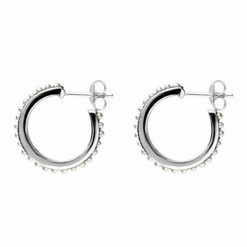 Sterling Silver Pearl Hoop Earrings